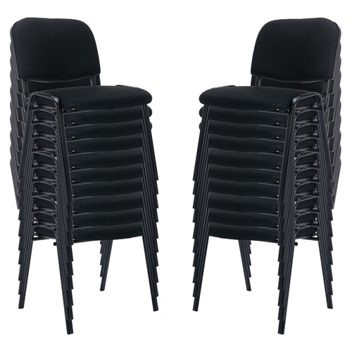Set of 20, Black Mesh Fabric, Stackable Mesh Office Chairs, Reception Waiting Room Chairs with Padded Seat & Back, Armless No Wheels Conference Chairs for Office,Training, Meeting, Event