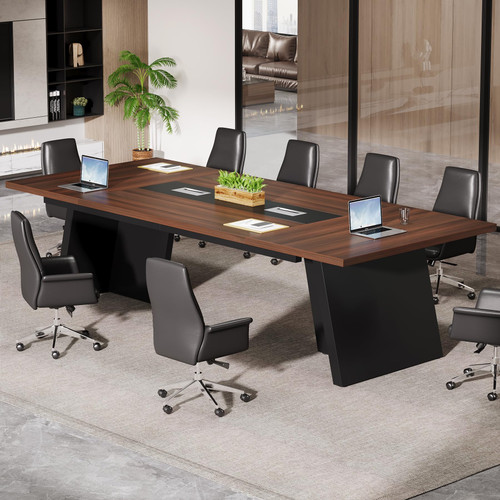 8ft Conference Table, Large Office Conference Table for 8-10 Person, Business Seminar Furniture for Conference Room