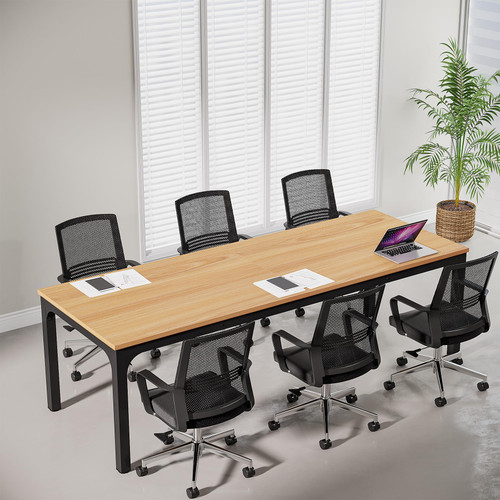 6.5 FT Conference Room Table, 78.74" W x 27.56" D Large Office Conference Table, Modern Seminar Meeting Table Desk for Boardroom, Meeting Room (1, Natural)