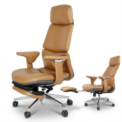Ergonomic Genuine Leather Office Chair with Footrest 400lbs