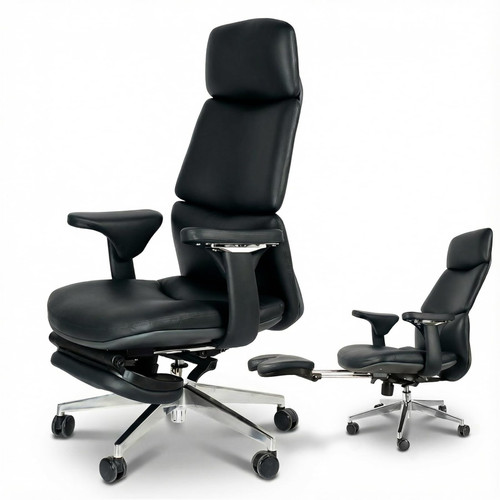 Ergonomic Genuine Leather Office Chair with Footrest 400lbs