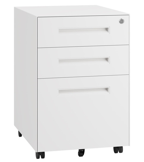 3 Drawer Metal Rolling File Cabinet Under Desk Filing Cabinet White