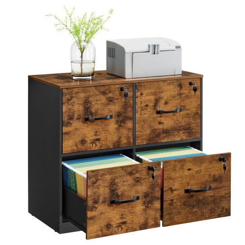 4-Drawer Lateral File Cabinet, Compact, Locking, Printer Stand