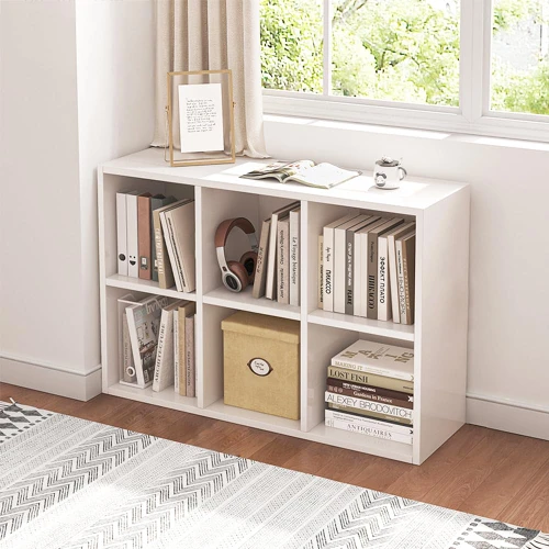 6 Cube Organizer Bookcase White Open Shelf