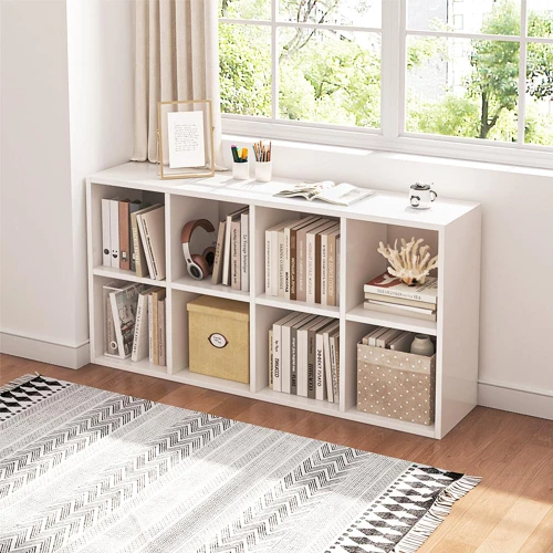 8 Cube Organizer Bookcase White Open Shelf