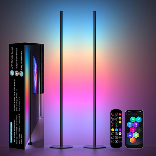 LED Corner Floor Lamp, Ambient Lighting 2 Pack One Connected Pair
