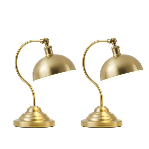 Cordless Table Lamp, Battery Operated Vintage Desk Light, Brass