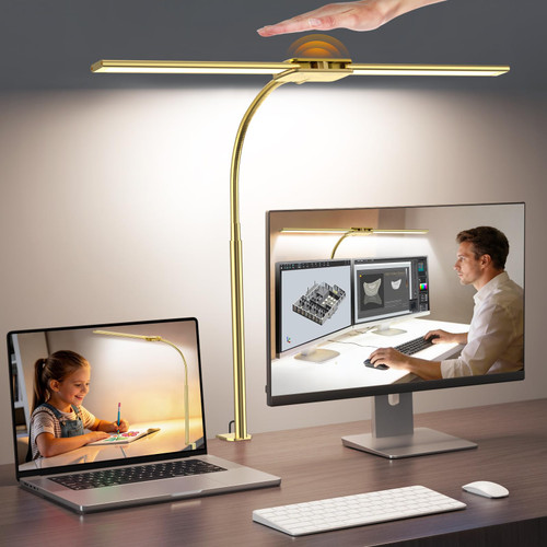LED Desk Lamp for Office Home, Dual Head Eye-Care Architect Lamp