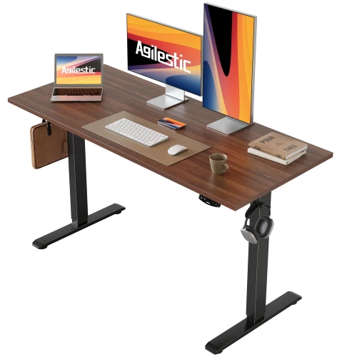 48*24 Inch Height Adjustable Electric Standing Desk, Dark Walnut