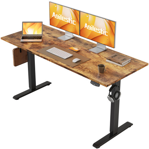 55*24 Inch Height Adjustable Electric Standing Desk, Rustic Brown