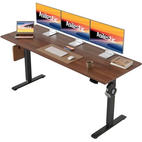 63*24 Inch Height Adjustable Electric Standing Desk, Dark Walnut