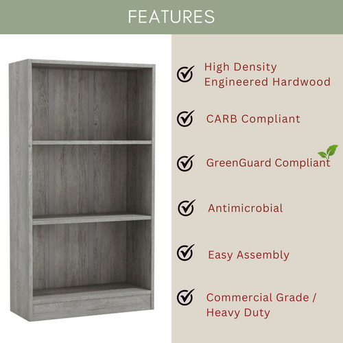Astor 3-Tier Open Shelf Bookcase by UrbanHaus.