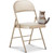 (Khaki, 1 Pack) Vinyl Folding Chairs, Padded Vinyl Cushion Chairs with Durable Metal Frame, Indoor Outdoor Stackable Foldable Guest Chairs for Office Wedding Kitchen Dining, 300lb Capacity.