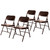 All-Steel Heavy-Duty Folding Chairs, Commercial-Grade Metal Chairs with Dual Braces, 500 lb Capacity (4-Pack, Brown)