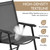 Patio Dining Chairs Set of 2 with Armrests, Outdoor Folding Chairs with Metal Frame and Backrest for Lawn, Garden, Yard and Poolside, Black