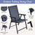 Patio Dining Chairs Set of 2, Portable Dining Chairs with Armrests for Camping, Lawn and Beach, Folding Patio Chairs 2-Pack of Metal Frame, Navy Blue