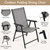 Patio Dining Chairs Set of 4 with Armrests, Outdoor Folding Chairs with Metal Frame and Backrest for Lawn, Garden, Yard and Poolside, Gray
