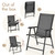 Patio Dining Chairs Set of 4 with Armrests, Outdoor Folding Chairs with Metal Frame and Backrest for Lawn, Garden, Yard and Poolside, Black