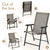 Outdoor Patio Chairs Set of 4, Portable Dining Chairs with Armrests for Camping, Lawn Yard Beach, Folding Outdoor Chairs 4-Pack with Metal Frame, Brown