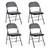 4 Pack Leather Padded Folding Chair, Portable & Stackable Dining Chairs Sets with Steel Frame, for Indoor Outdoor, Home, Office, Party, Black