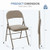 8 Pack Folding Chairs with Padded Cushion and Back - Fabric Stackable Portable Dining Chairs Set, for Home and Office, Conference, Wedding, Party, Patio, Garden, for Indoor Outdoor, Khaki