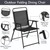 Outdoor Patio Chairs Set of 2, Folding Patio Chairs with Metal Frame, Armrests, Portable Dining Chairs for Camping, Lawn, Garden and Porch, Black
