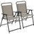 Outdoor Patio Chairs Set of 2, Folding Patio Chairs for Outside with Metal Frame, Armrests, Portable Dining Chairs for Camping, Lawn, Garden and Porch, Brown