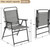 Outdoor Patio Chairs Set of 2, Folding Patio Chairs with Metal Frame, Armrests, Portable Dining Chairs for Camping, Lawn, Garden and Porch, Gray