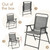 Outdoor Patio Chairs Set of 4, Folding Patio Chairs with Metal Frame, Armrests, Portable Dining Chairs for Camping, Lawn, Garden and Porch, Gray