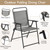 Outdoor Patio Chairs Set of 4, Folding Patio Chairs with Metal Frame, Armrests, Portable Dining Chairs for Camping, Lawn, Garden and Porch, Gray