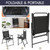 Outdoor Folding Patio Chairs Set of 4, Portable Outdoor Folding Chairs for Outside, Lawn, Garden and Porch with Metal Frame, Armrests, Stackable, Foldable and Portable Design, Black
