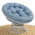 40" Ergonomic Wicker Papasan Chair with Soft Thick Density Fabric Cushion, High Capacity Steel Frame, 360 Degree Swivel for Living, Bedroom, Reading Room, Lounge, Serene Oasis - White Base