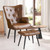 Modern Accent Chair with Ottoman, Upholstered Reading Chair with Ottoman Set, Wingback Chairs with Backrest & Metal Legs, Tufted-Button Armchair for Bedroom, Living Room, PU, Brown