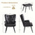 Modern Accent Chair with Ottoman, Upholstered Reading Chair with Ottoman Set, Wingback Chairs with Backrest & Metal Legs, Tufted-Button Armchair for Bedroom, Home Office, PU, Black