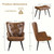 Set of 2, Modern Accent Chair with Ottoman, Upholstered Reading Chair with Ottoman Set, Wingback Chairs with Backrest & Metal Legs, Tufted-Button Armchair for Living Room, PU, Brown