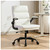 Office Chair Adjustable Desk Chair Mid Back Executive Comfortable Bonded Leather Ergonomic Back Support Home Computer Chair with Padded Flip-up Armrest Swivel Wheels (White)