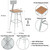 Premium Commercial-Grade All-Purpose Square Stool with Backrest (Height-Adjustable, 24–32 inch Range, Gray Frame, Masonite Wood Seat, 2-Pack)