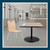 Premium Commercial-Grade Restaurant and Breakroom Cafe Table (Square, 36 in Side, 30 in Dining Height, Round-Base, Black Frame, Gray Nebula Laminate)