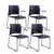 Commercial Stack Chair (Vinyl Padded Seat and Back with Arms, Midnight Blue, Black Frame, 4-Pack)