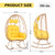 Wicker Rocking Egg Chair 330lbs Capacity Outdoor Indoor Oversized Rattan Chair with Cushion All-Weather Luxury Lounge Chair for Patio Balcony Backyard Garden (Yellow and Yellow)