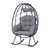 Wicker Rocking Egg Chair 330lbs Capacity Outdoor Indoor Oversized Rattan Chair with Cushion All-Weather Luxury Lounge Chair for Patio Balcony Backyard Garden (Black and Dark Gray)