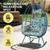 Wicker Rocking Egg Chair 330lbs Capacity Outdoor Indoor Oversized Rattan Chair with Cushion All-Weather Luxury Lounge Chair for Patio Balcony Backyard Garden (Blue and Patterned)