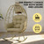 Wicker Rocking Egg Chair 330lbs Capacity Outdoor Indoor Oversized Rattan Chair with Cushion All-Weather Luxury Lounge Chair for Patio Balcony Backyard Garden (Cyan and Cyan)