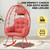 Wicker Rocking Egg Chair 330lbs Capacity Outdoor Indoor Oversized Rattan Chair with Cushion All-Weather Luxury Lounge Chair for Patio Balcony Backyard Garden (Orange-red and Orange-red)