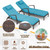 Outdoor Chaise Lounge Set of 2 Rattan Patio Folding Chaise Lounge Adjustable 5 Position Back Patio Pool Lounge Chair with Cushion Pillow for Poolside Backyard Deck Porch Peacock Blue
