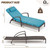 Outdoor Chaise Lounge Set of 2 Rattan Patio Folding Chaise Lounge Adjustable 5 Position Back Patio Pool Lounge Chair with Cushion Pillow for Poolside Backyard Deck Porch Peacock Blue