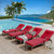Outdoor Chaise Lounge Set of 2 Rattan Patio Folding Chaise Lounge Adjustable 5 Position Back Patio Pool Lounge Chair with Cushion Pillow for Poolside Backyard Deck Porch Red