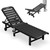 Patio Chaise Lounge Chair, HDPE Outdoor Lounge Chair with Cup Holder, 5 Positions Adjustable Poly Lounger with Rolling Wheels for Poolside, Deck, Sunbathing, Black