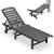 Outdoor Chaise Lounge Chair, HDPE Patio Lounge Chair with Cup Holder, 5 Positions Adjustable Poly Lounger with Rolling Wheels for Poolside, Deck, Sunbathing, Grey