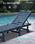 Outdoor Chaise Lounge, Patio Chaise Lounge Chair with 5 Positions Adjustable Backrest, HDPE Lounger with Rolling Wheels & Cup Holder for Pool, Navy
